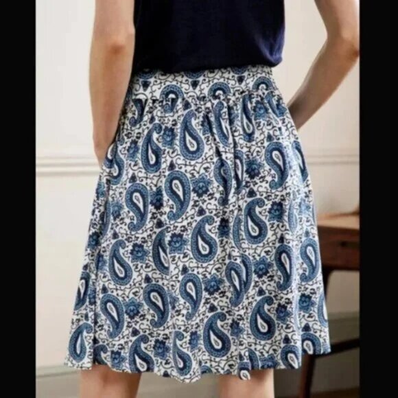 Boden Women Jersey Skirt Hyacinth Blue Enchanting Paisley pull on soft stretch - Picture 3 of 5